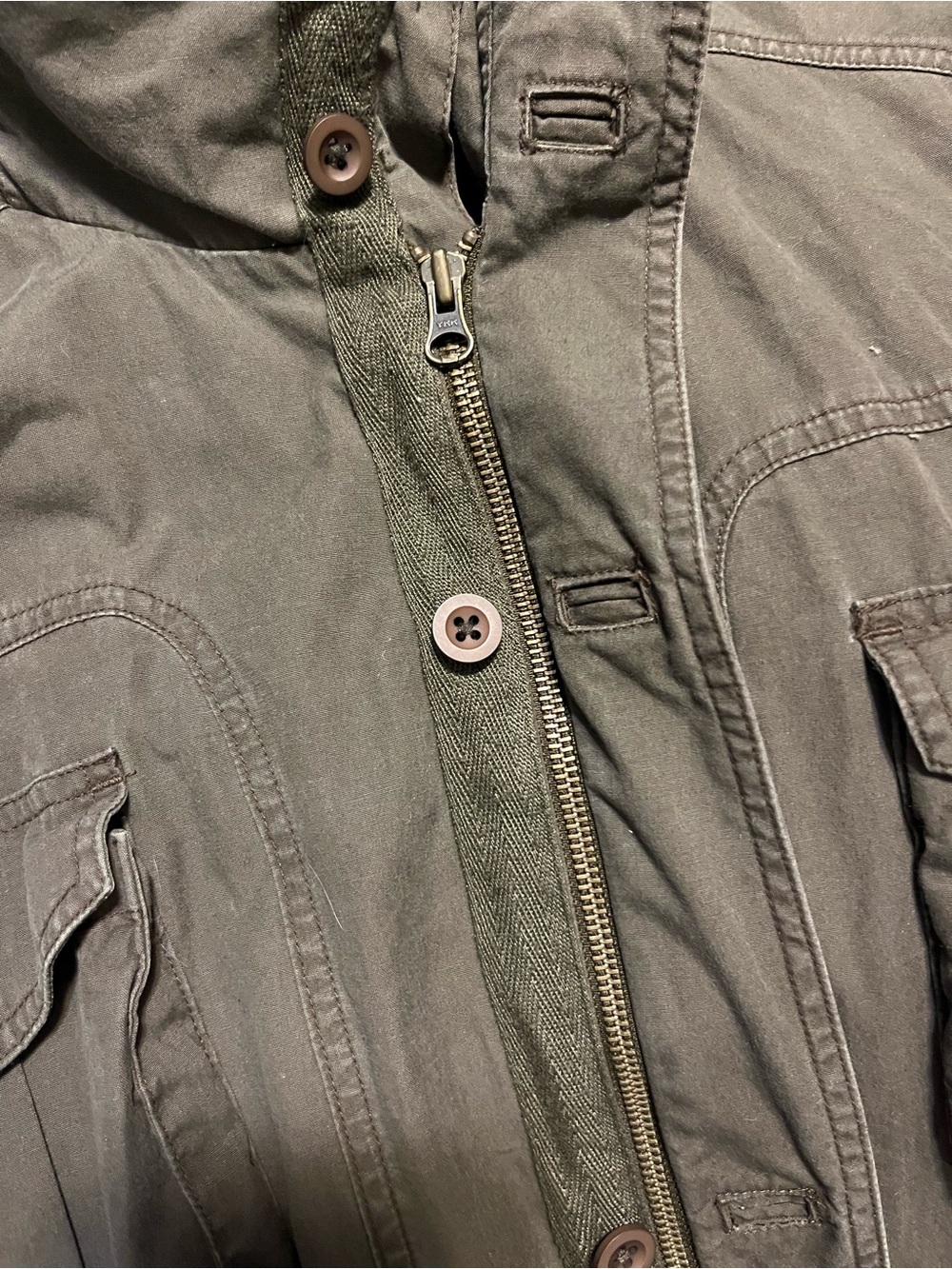 L.L. Bean Olive Green Military Field Jacket - Hood - Picture 5 of 12